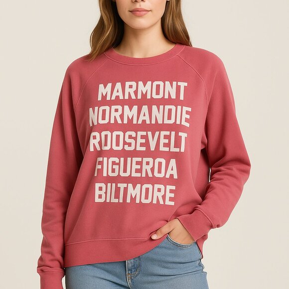 Wildfox Pink Crewneck Sweatshirt with Graphic Text Print – Women’s Large NWT - Picture 1 of 7